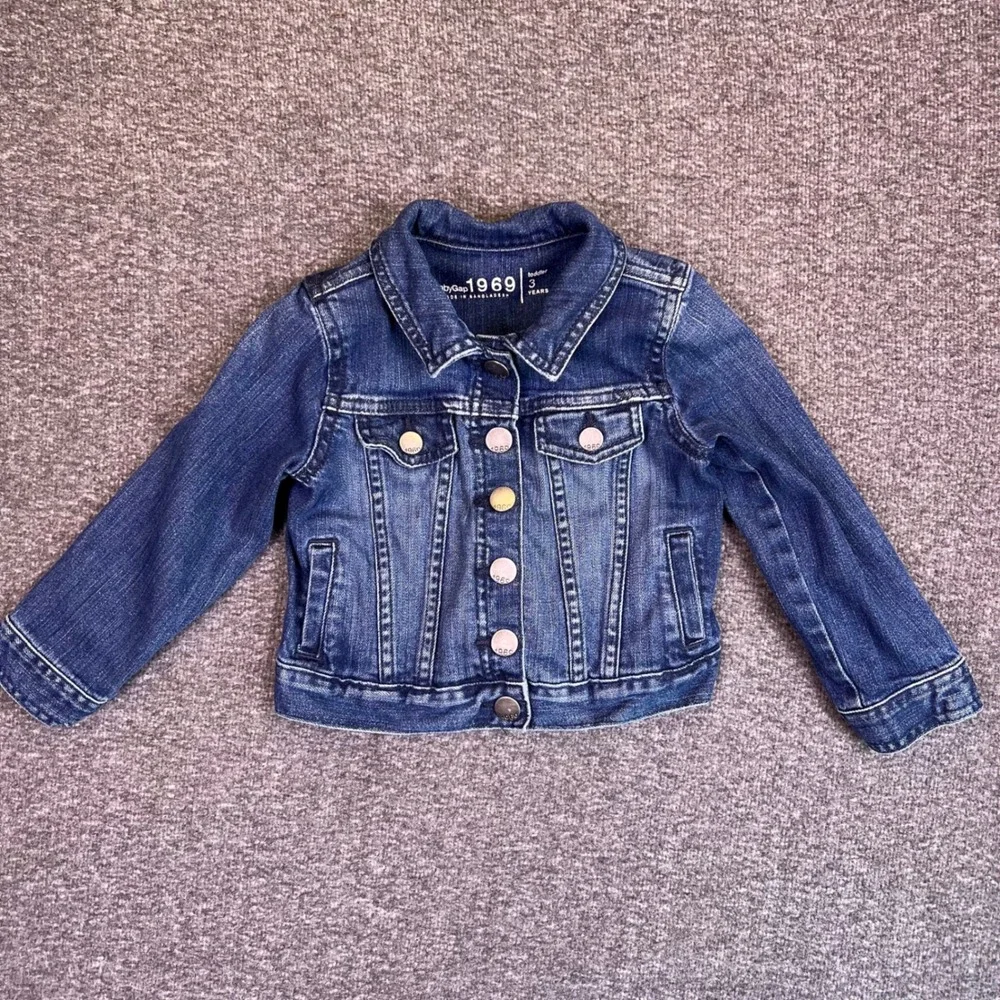Baby Gap 1969 Toddler Denim Jacket Blue 3 Year Button Front Classic Snap Closure